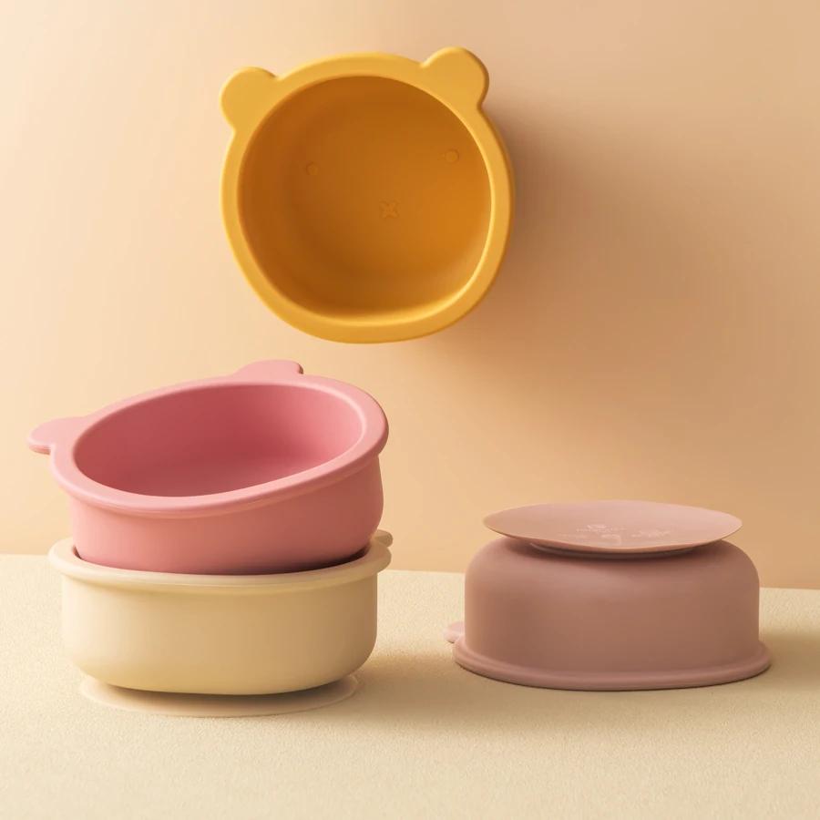 Vaisselle en Silicone pour bébé, ensemble de dîner à aspiration, formation à l'alimentation, article