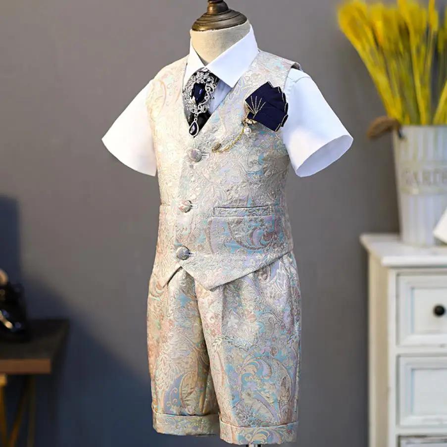 Ensembles gilet formels émaillés pour enfants, costume de performance de piano pour enfants, mariage