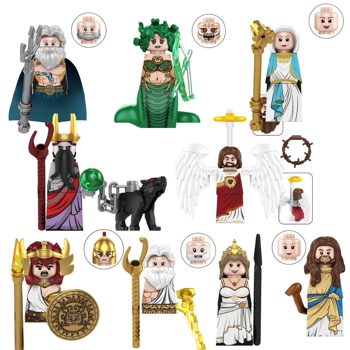 Boîte Mystère TP1044 Mini Figurines Mythologie Grecque Méduse Poséidon Zeus Briques de Construction 
