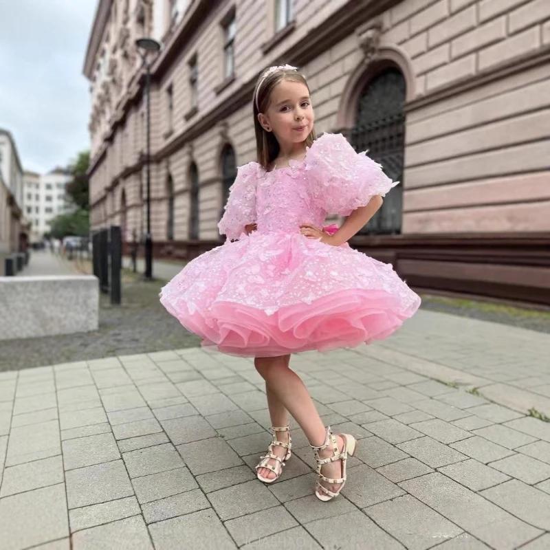 Nouvelles filles robe bouffante enfants robe de soirée manches à bulles robe de princesse anniversai