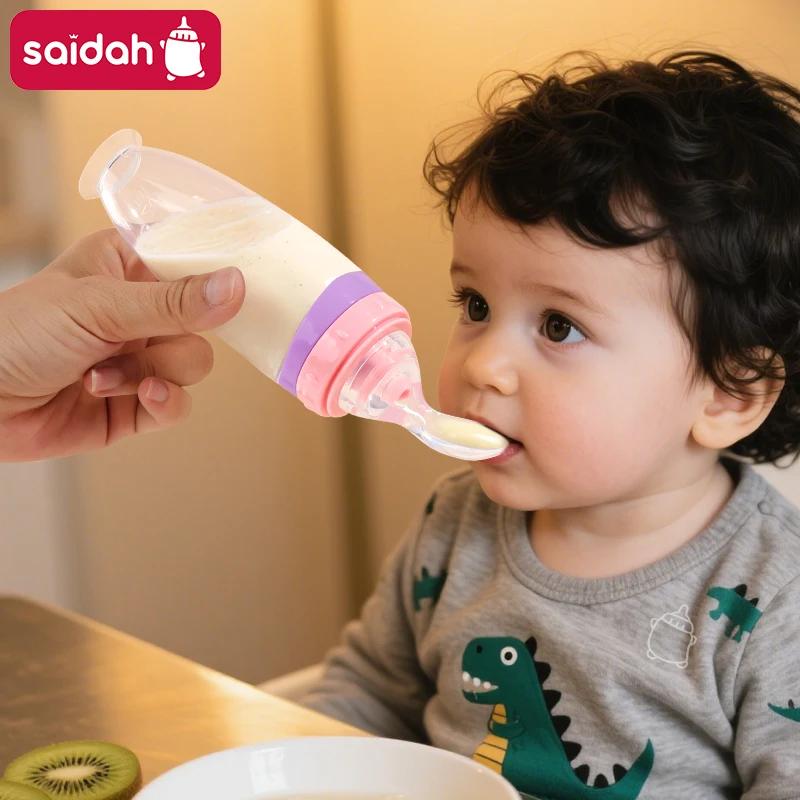 Mangeoire à presser en Silicone liquide pour bébé, 120 ml/4oz |   Distributeur de purée de fruits et