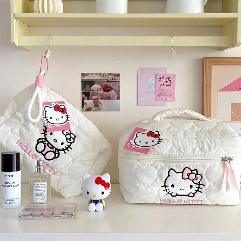 Sanrio Hello Kitty sac de maquillage carré Kawaii Double fermeture éclair sac de rangement de voyage