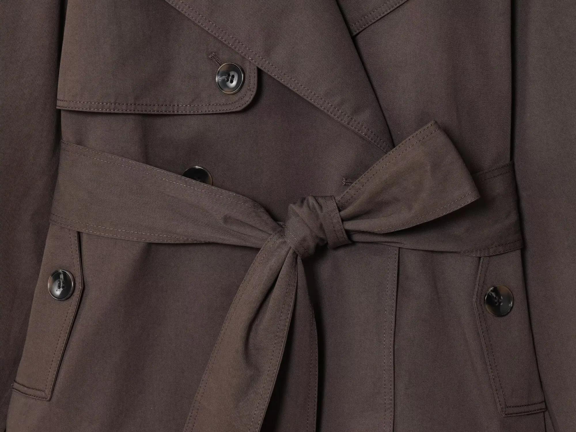 ETJ automne 2025 nouvelle collection femmes style britannique revers double boutonnage maillard coul