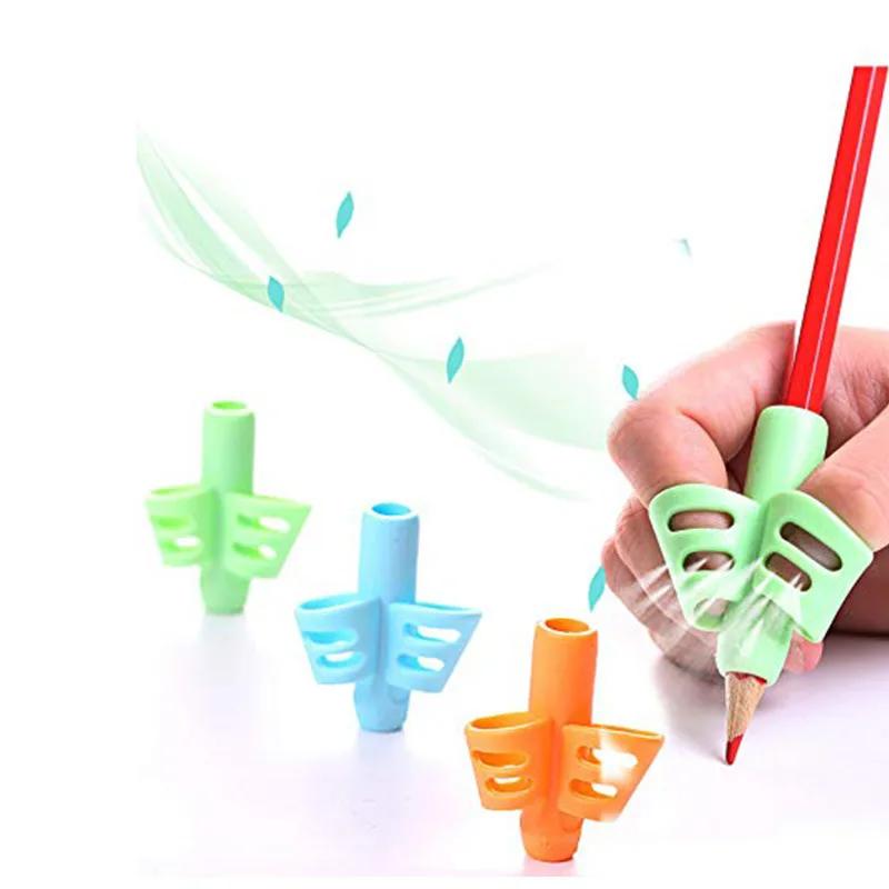 Porte-crayon d'écriture pour enfants, 1/3 pièces, pratique d'apprentissage, stylo en Silicone, aide 