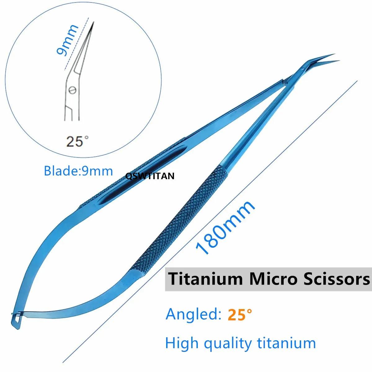Micro ciseaux en titane micro chirurgical, ciseaux à angle, instruments neurochirurgicaux, instrumen