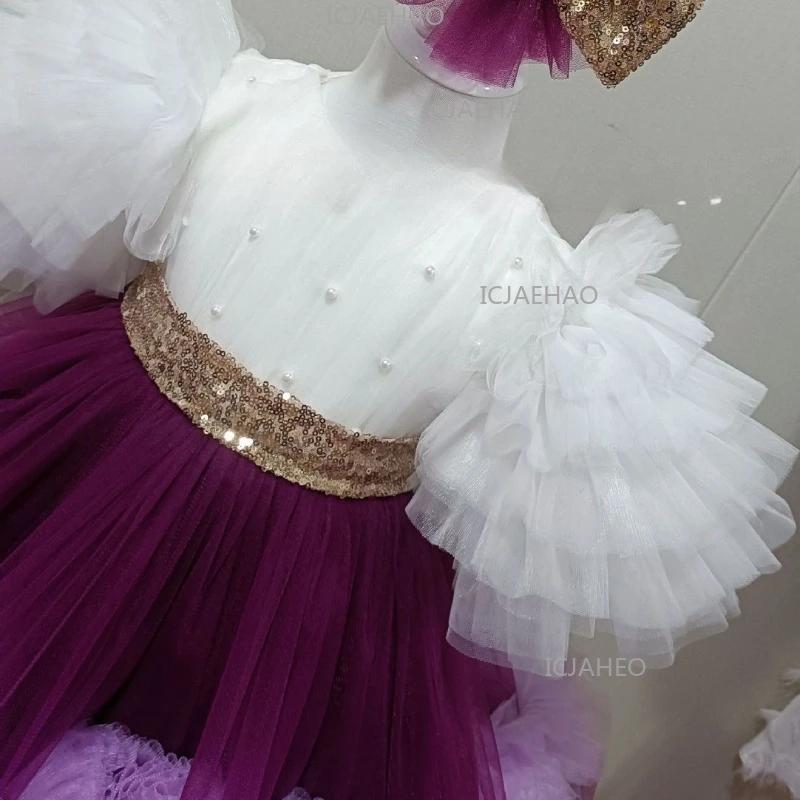 Robe Tutu à Manches Courtes pour Fille, Tenue de Scène pour Enfants, Compétition de Piano, Spectacle