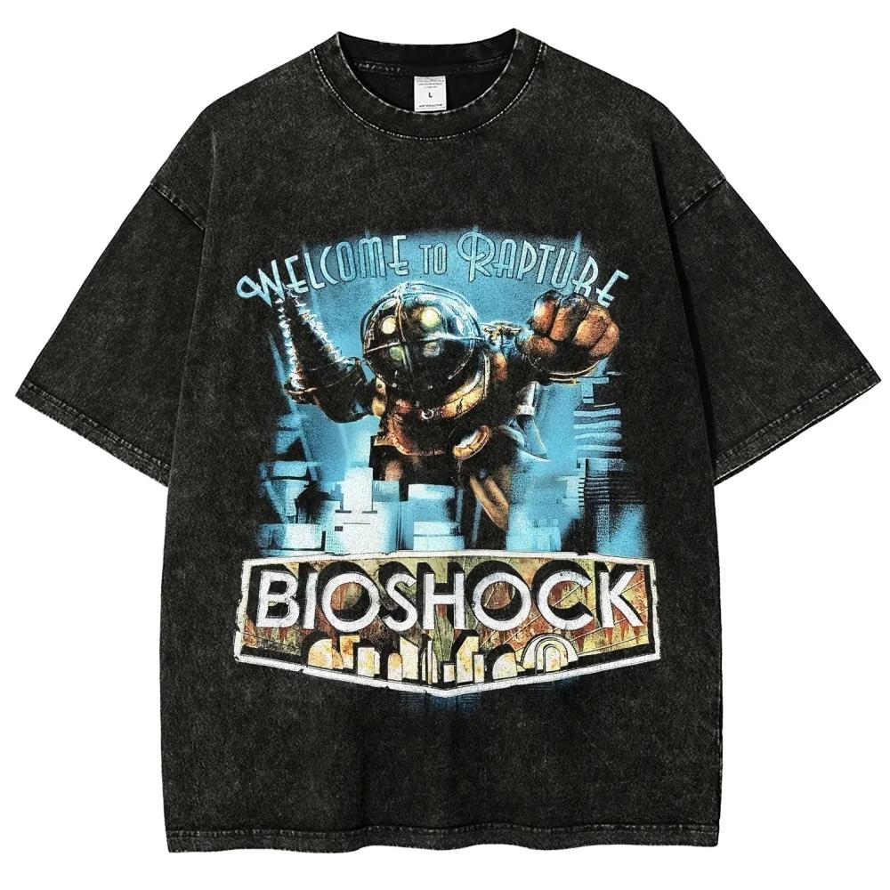 T-shirt imprimé graphique rétro classique de jeu de tir Bioshock, pour hommes et femmes, nouveau sty