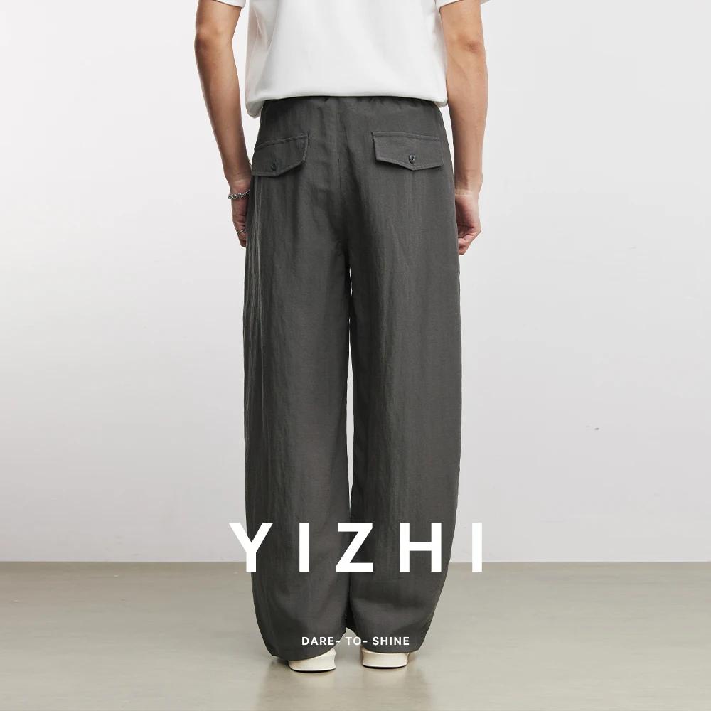 Pantalon large en lin et lyocell pour homme, style scimitar, nouvelle collection printemps-automne 2