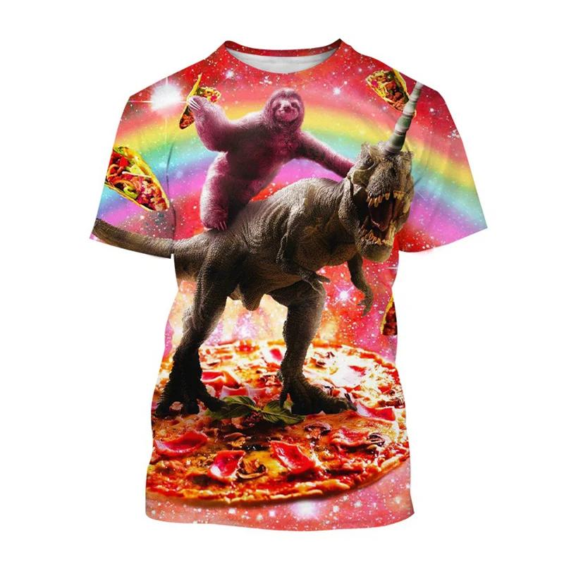 Drôle galaxie paresseux T-shirt pour hommes enfants décontracté Animal Pizza impression 3d T-shirt h