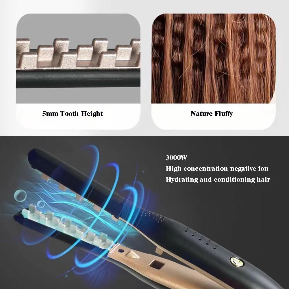 Volumisateur de fer à sertir professionnel en céramique, grille 3D, bigoudi ondulé moelleux, fer pla