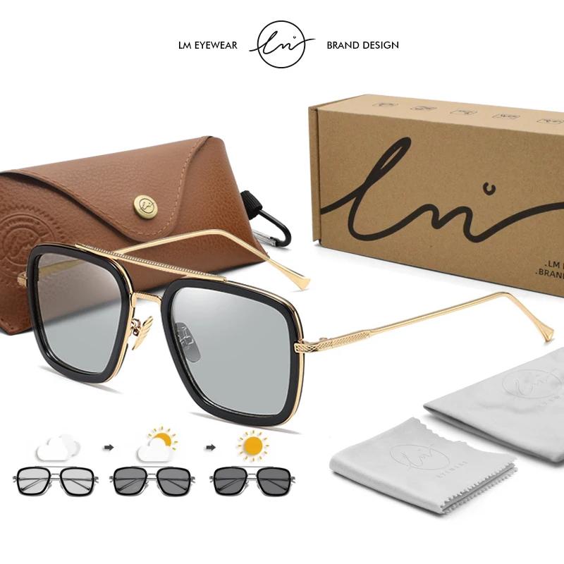 Marque de haute qualité Tony Stark lunettes de soleil carrées photochromiques polarisées hommes lune