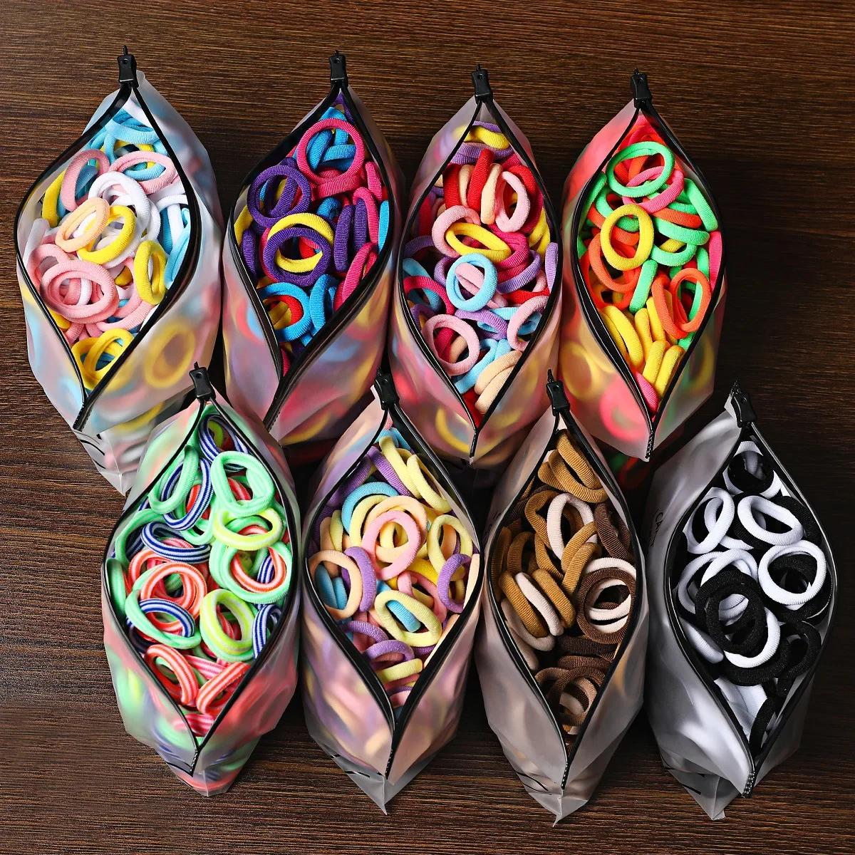 50/100 pièces bandes de cheveux pour enfants coloré Nylon Scrunchie cheveux cravates élastique enfan