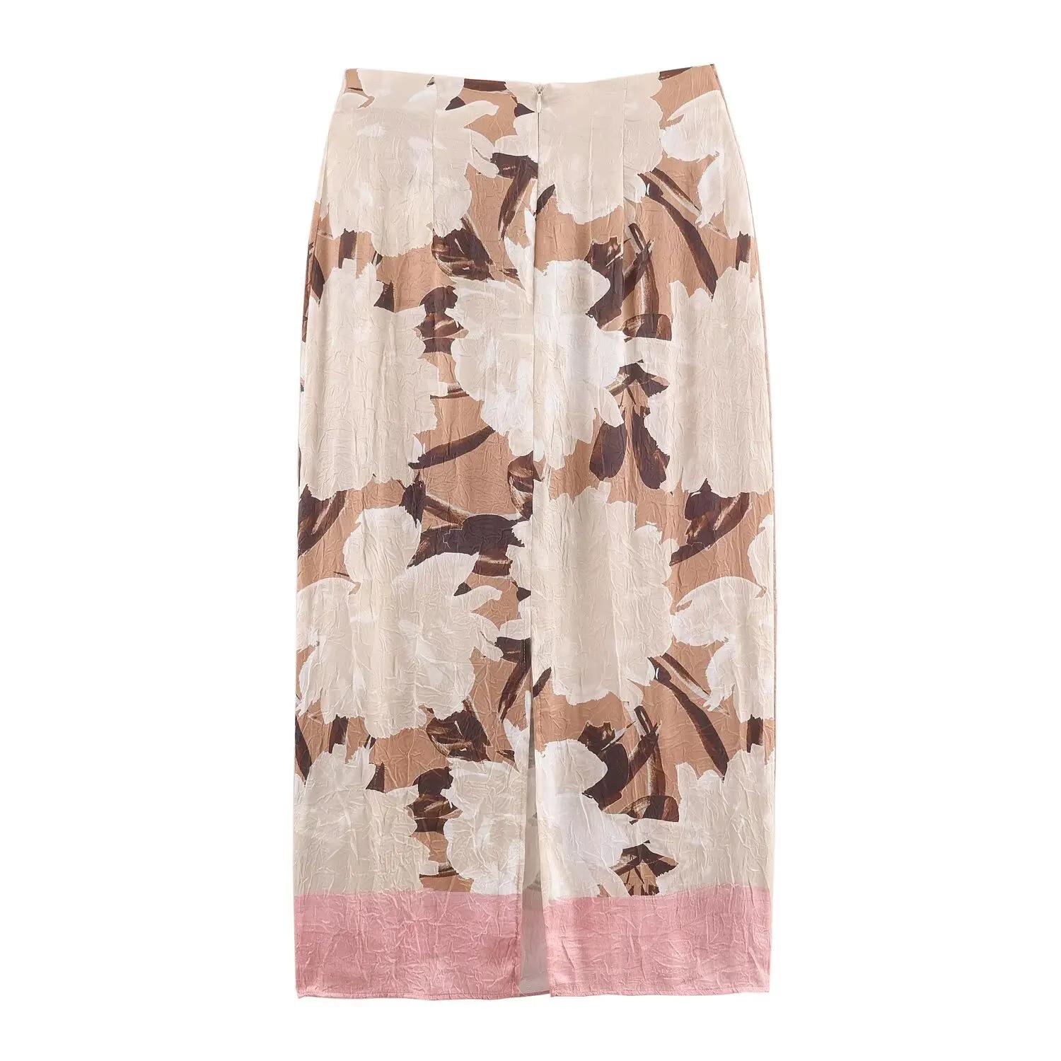 Jupe mi-longue imprimée pour femmes, nouvelle collection automne, effet féminin, rendez-vous, taille
