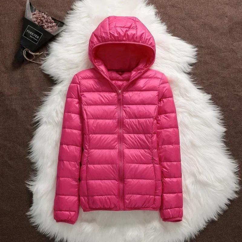 Veste bouffante légère à capuche pour femme, manteaux courts chauds en duvet de canard blanc, grande
