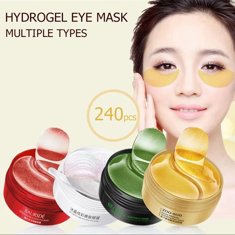 240 pièces = 120 paires de patchs pour les yeux, acide hyaluronique, or, algues et perle noire, masq
