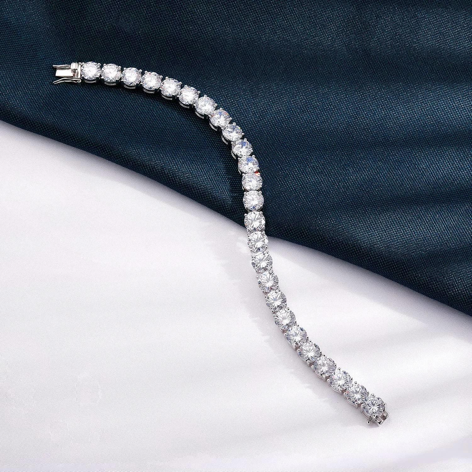 MooSuun – Bracelet de Tennis en diamant Moissanite, 3mm à 6.5mm, pour femmes et hommes, bijoux fins 