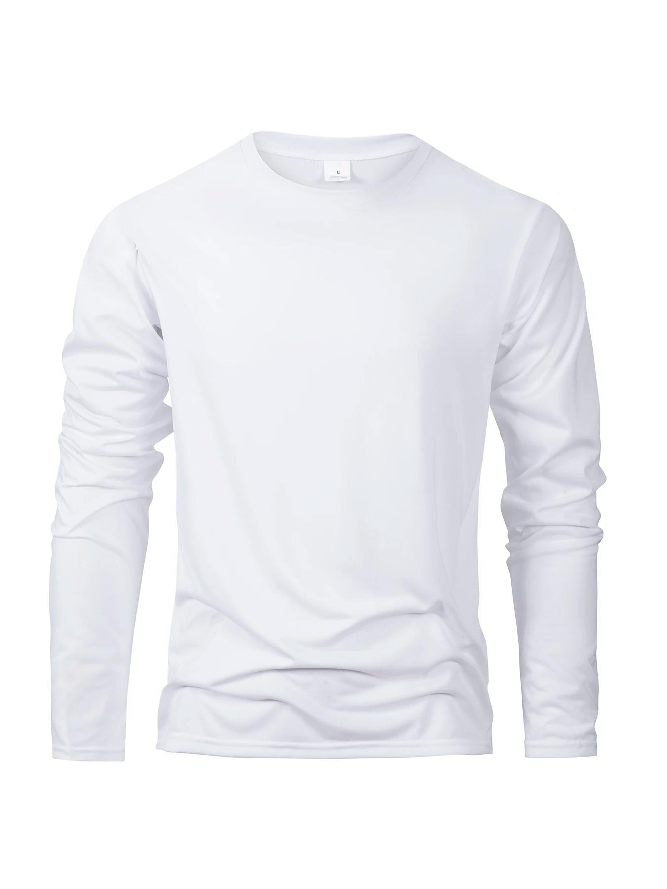 Printemps automne hommes T-shirts à manches longues décontracté hauts couleur unie haute qualité noi