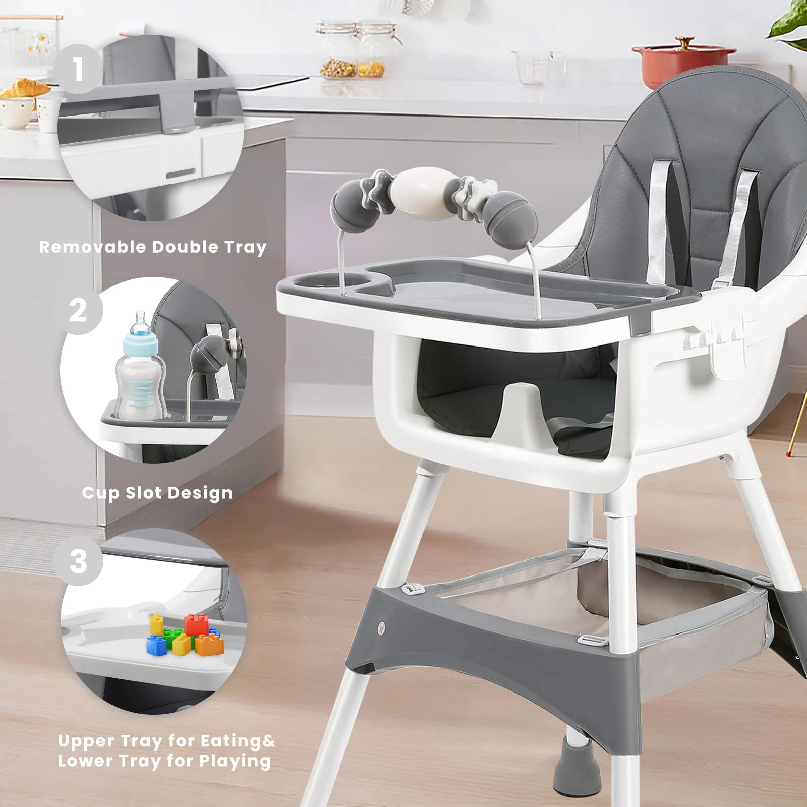 Chaise haute convertible pour bébé, chaise pour tout-petit et siège rehausseur pour repas, avec plat
