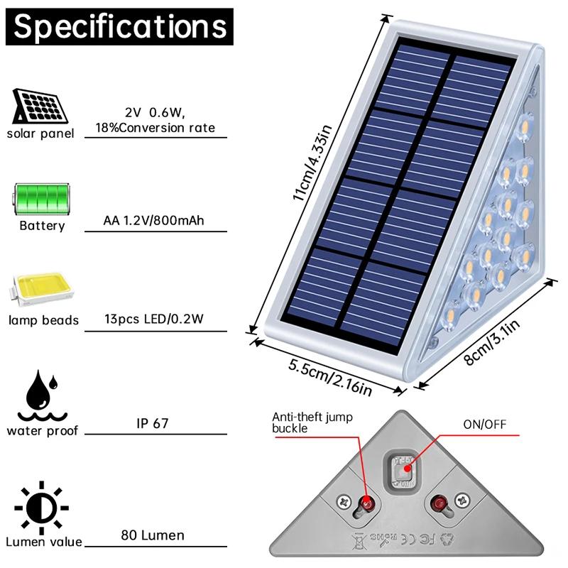 LED lumière solaire extérieure étape lampe lentille conception Super lumineux IP67 étanche antivol e