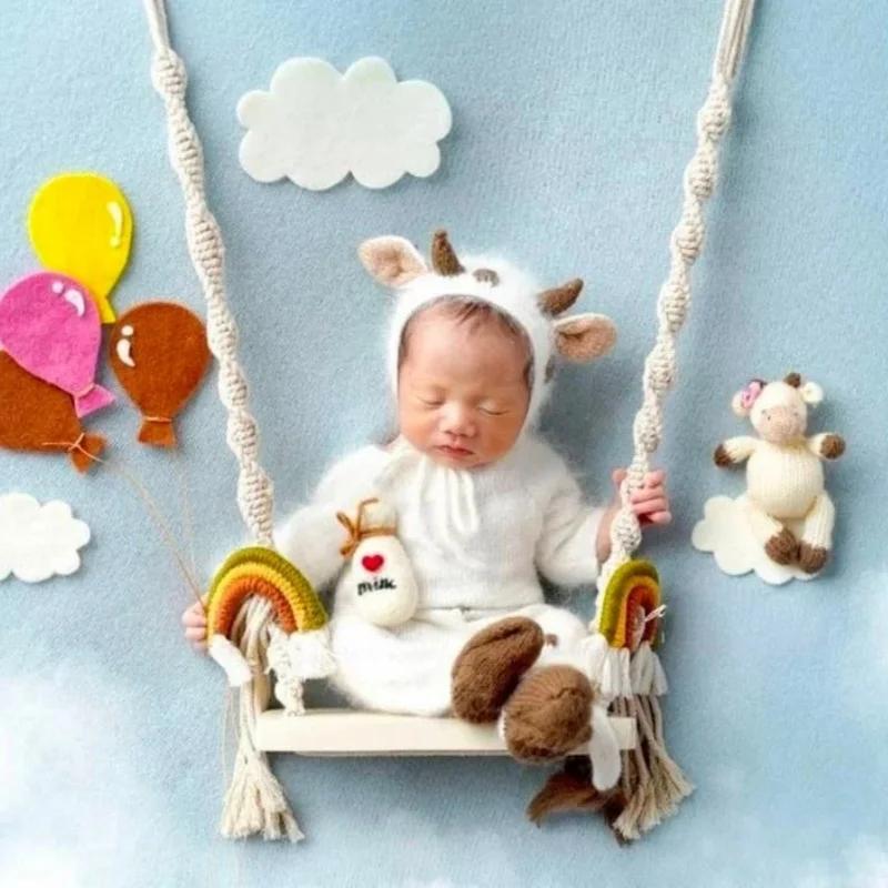 Accessoires de photographie pour bébé, chaise pivotante pour nouveau-né, meubles en bois pour nourri