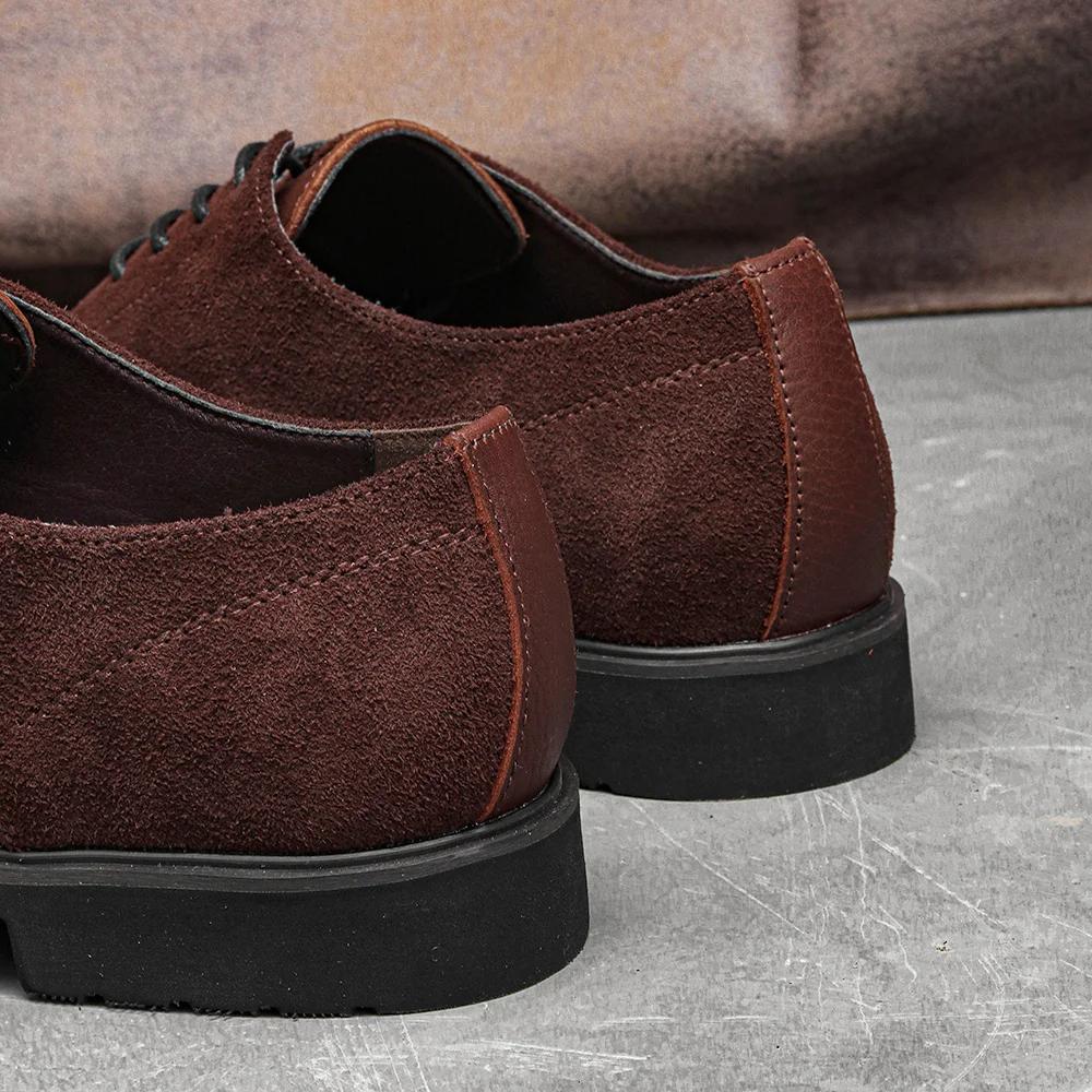 Chaussures Derby en cuir véritable pour hommes, chaussures décontractées à semelle épaisse pour homm
