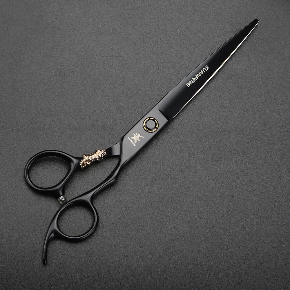Ciseaux de coiffure XUANTENG de 7 pouces, noirs, avec système à roulement, ciseaux de barbier