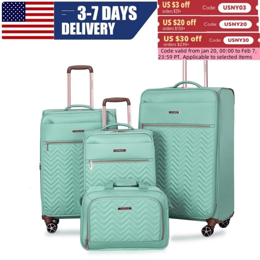 Travelhouse-Ensemble de bagages Softside, valise légère extensible, roues à double rotation, 4 pièce