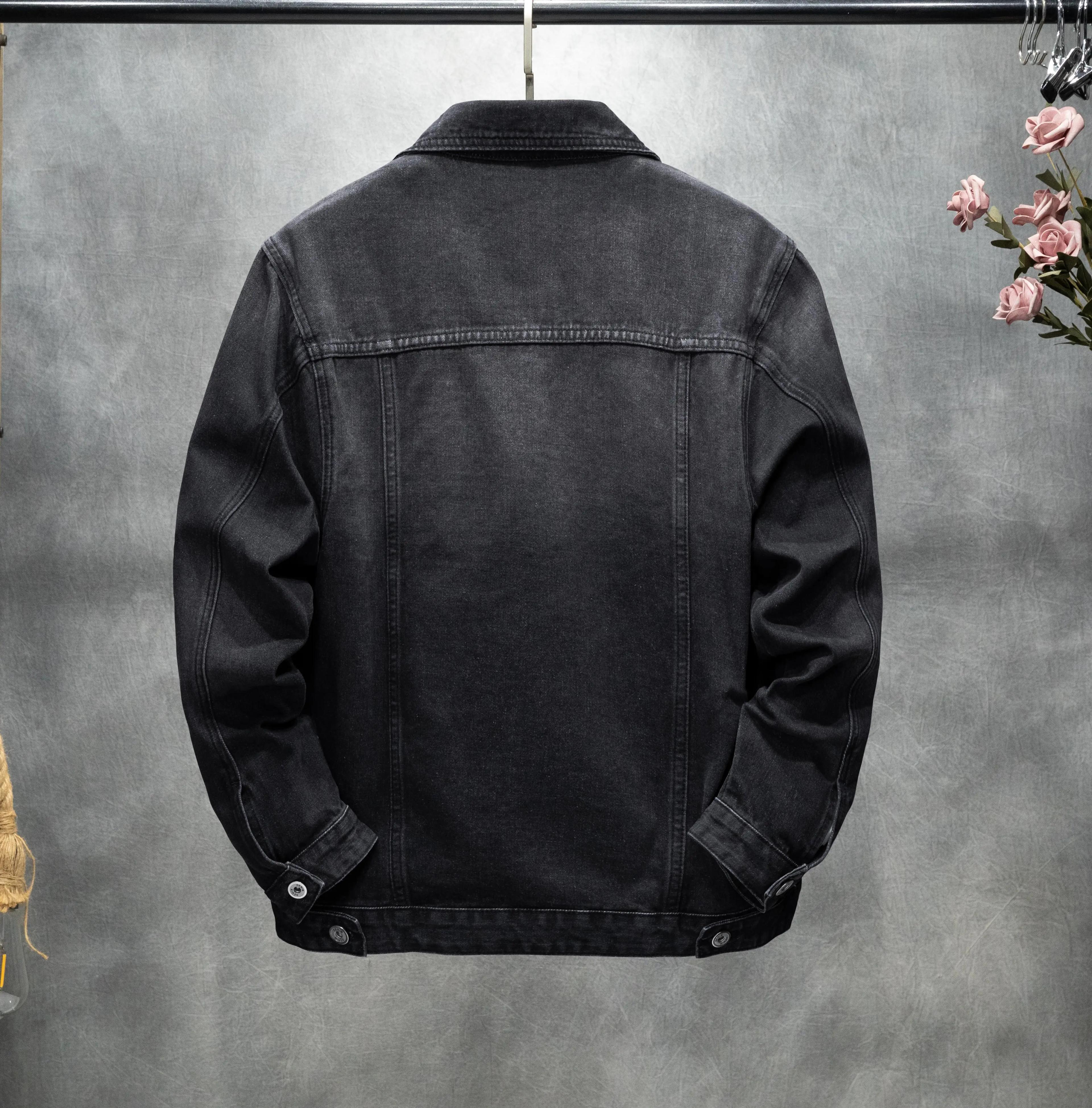 Veste en denim non extensible pour hommes, style américain, vintage, classique, polyvalente, grande 
