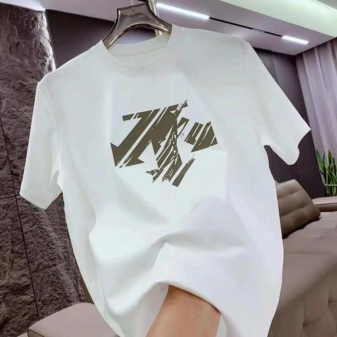 Nouveau T-shirt Homme Col Rond Manches Courtes 100% Coton Lourd Tendance Été 2026 – Imprimé Décontra