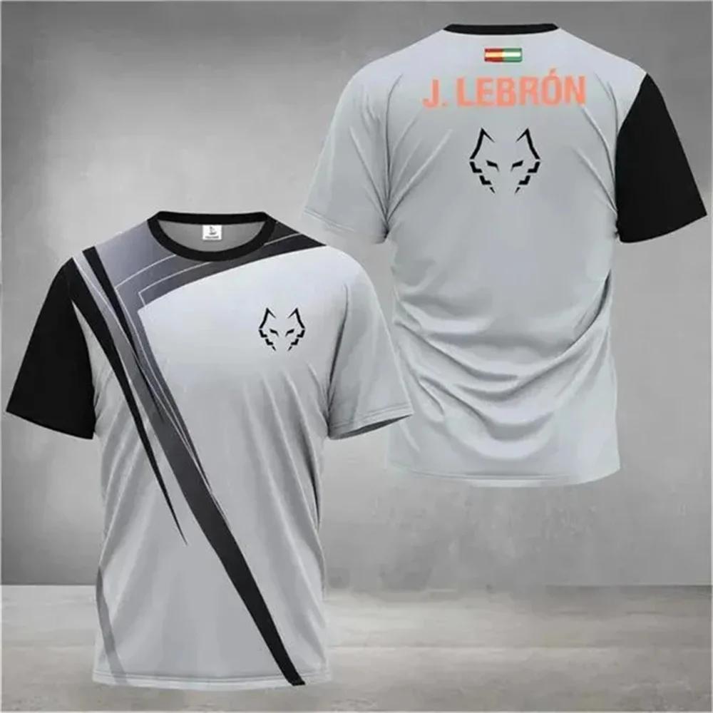 Été nouveaux hommes badminton et tennis de table dégradé rayé imprimé respirant col rond T-shirt en 