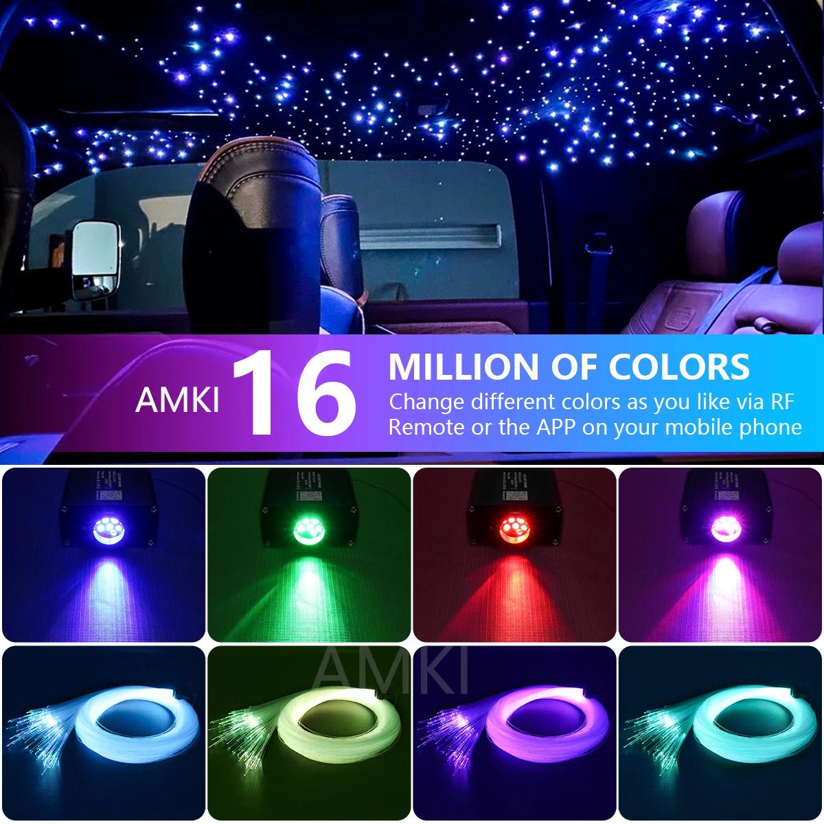 16W scintillant ciel étoilé voiture étoile plafonnier RGBW fibre optique lumière intelligente APP Bl