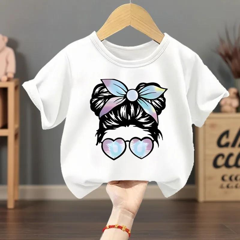 T-shirts décontractés d'été pour filles, hauts imprimés à manches courtes pour enfants, respirants e