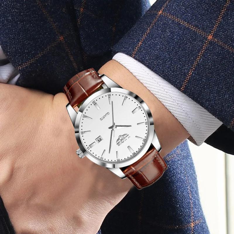 LIGE homme montre mode bracelet en cuir hommes montres militaire Sport étanche calendrier Quartz mon