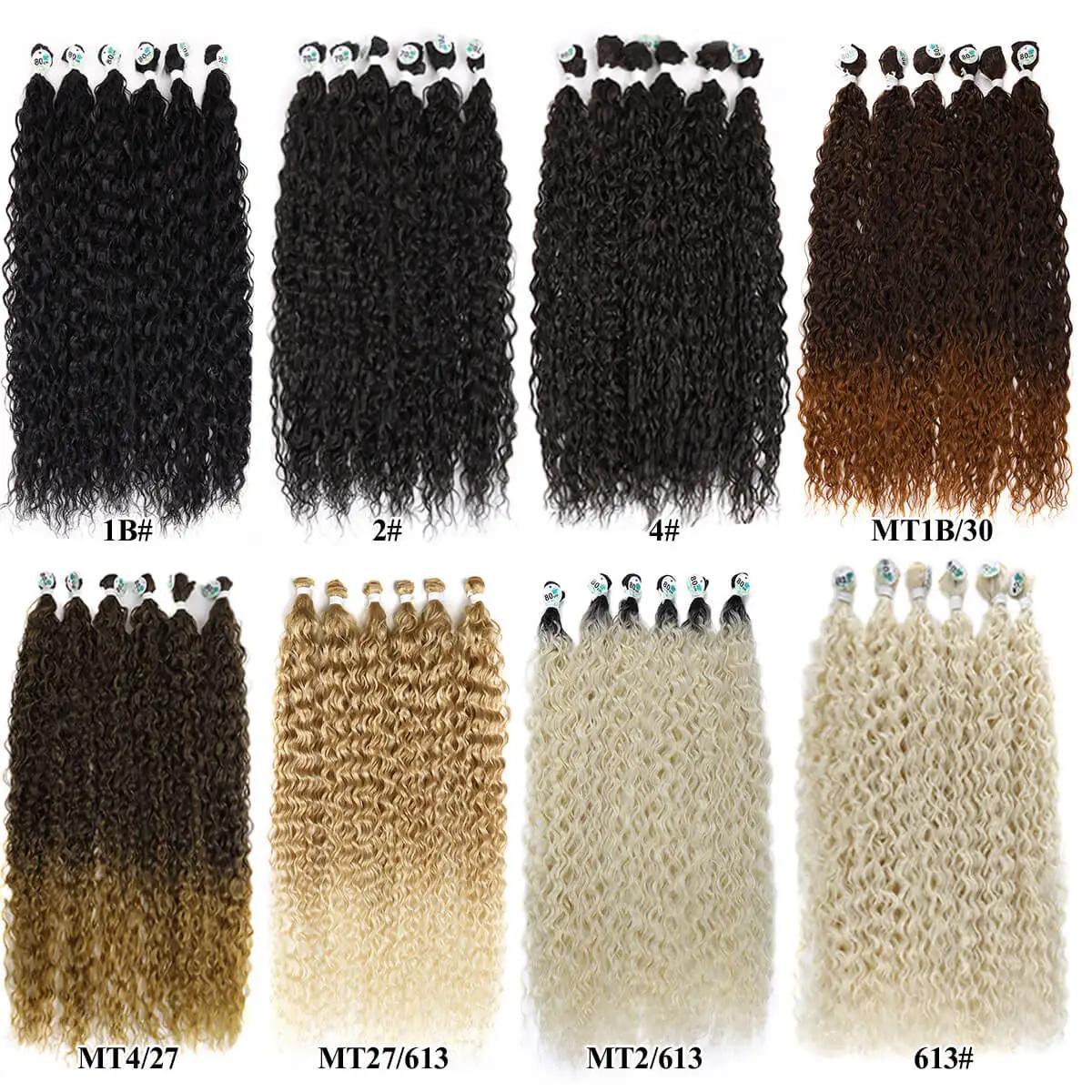 Mèches synthétiques bouclées et crépues, tissage de cheveux longs Jerry Anjo Plus, Extensions capill