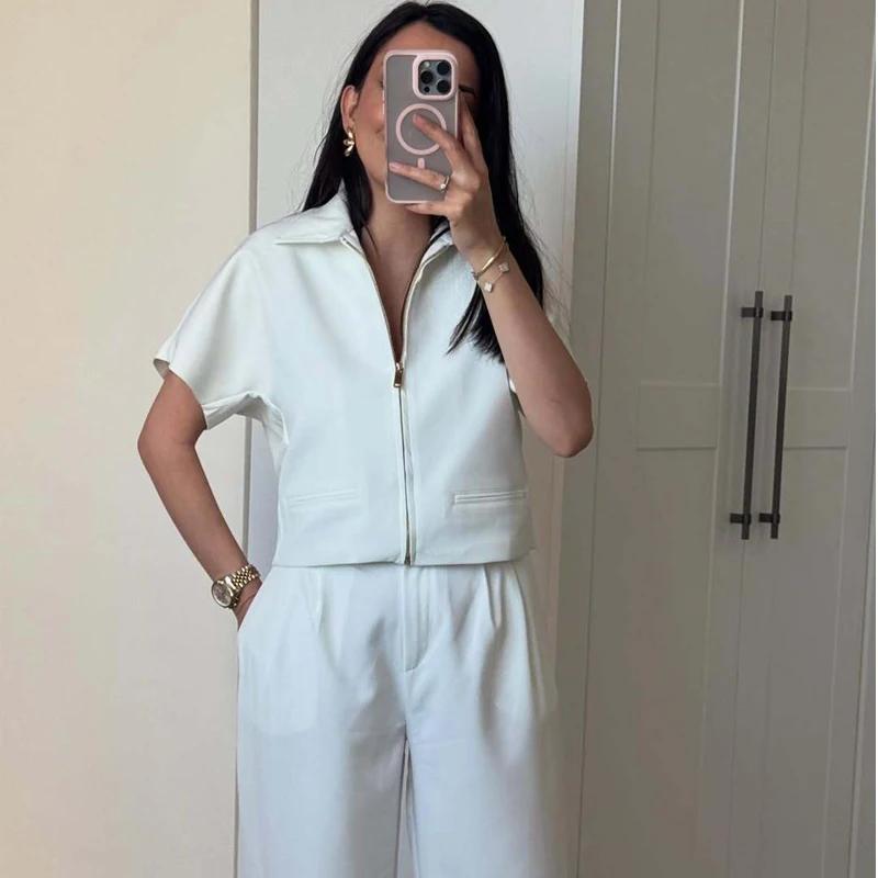 MUJER 2025 veste courte femmes fermeture éclair varsité femmes vestes à manches courtes femmes mante