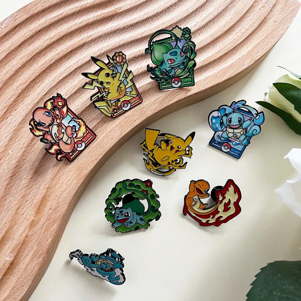 8 pièces/ensemble d'épingles en émail Pokémon, broches de dessin animé mignonnes, badges en métal Pi