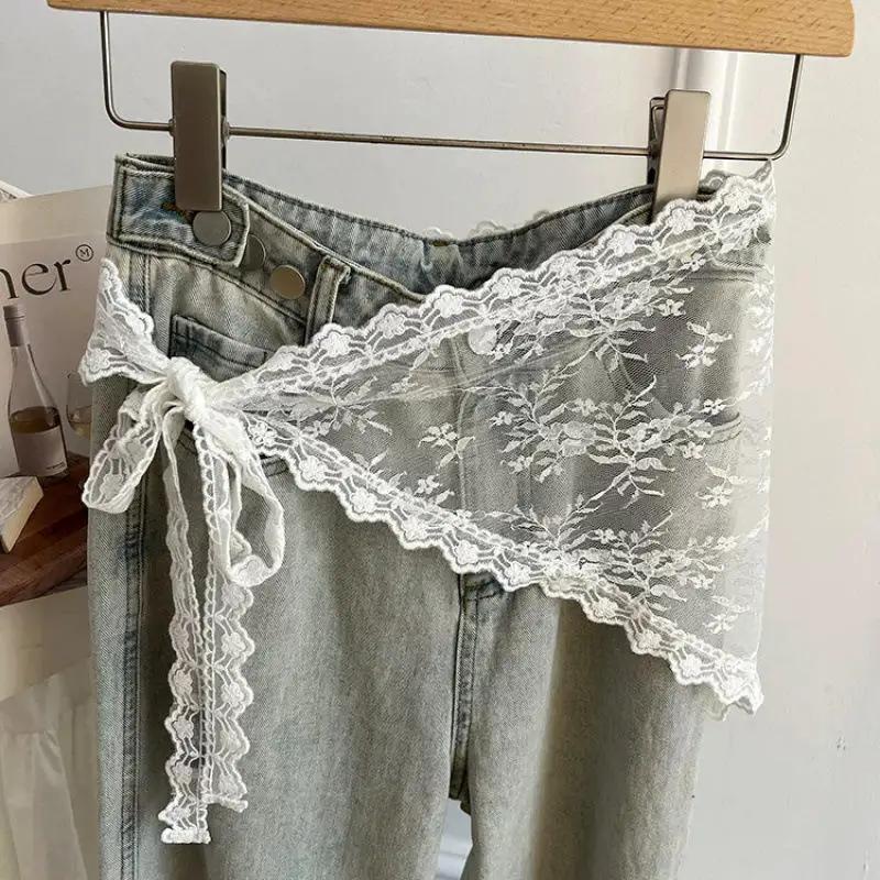Jupe courte Triangle en dentelle pour femmes, demi-jupe empilée de Style coréen, petit tablier, ride