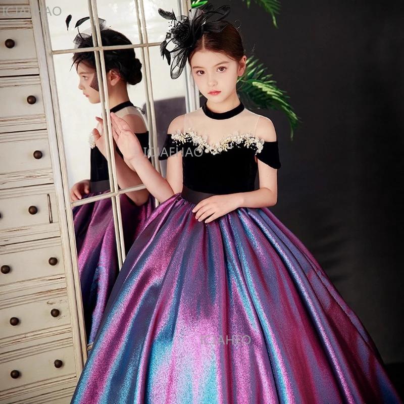Nouvelle Robe de Soirée Élégante Noire pour Filles, Tenue de Cérémonie pour Enfants, Robe de Princes