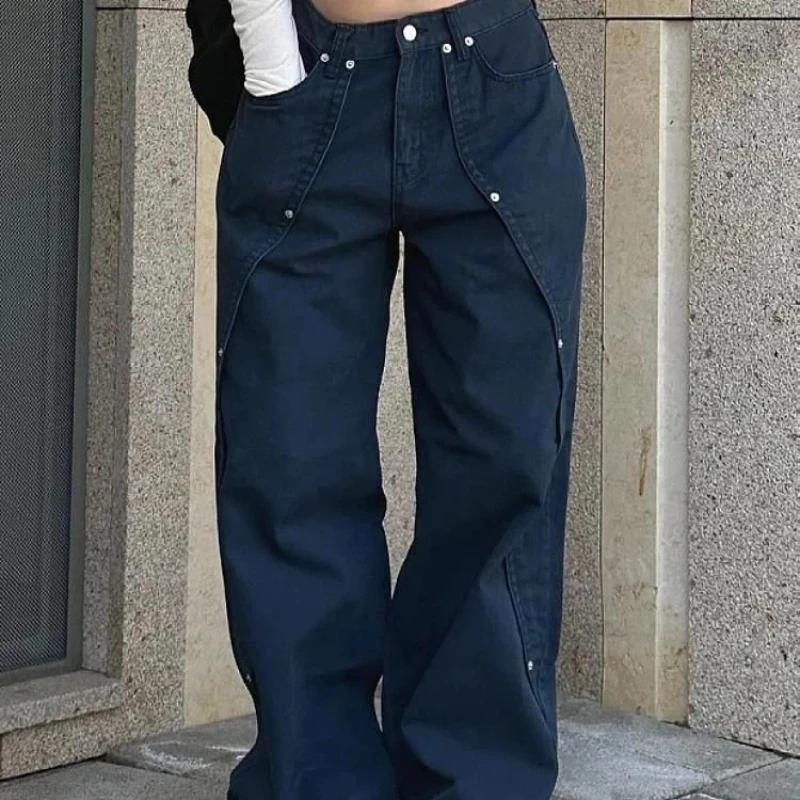 Jean pour femme Y2k, vêtements décontractés, coupe ample, pantalon à jambes larges, Style rétro amér