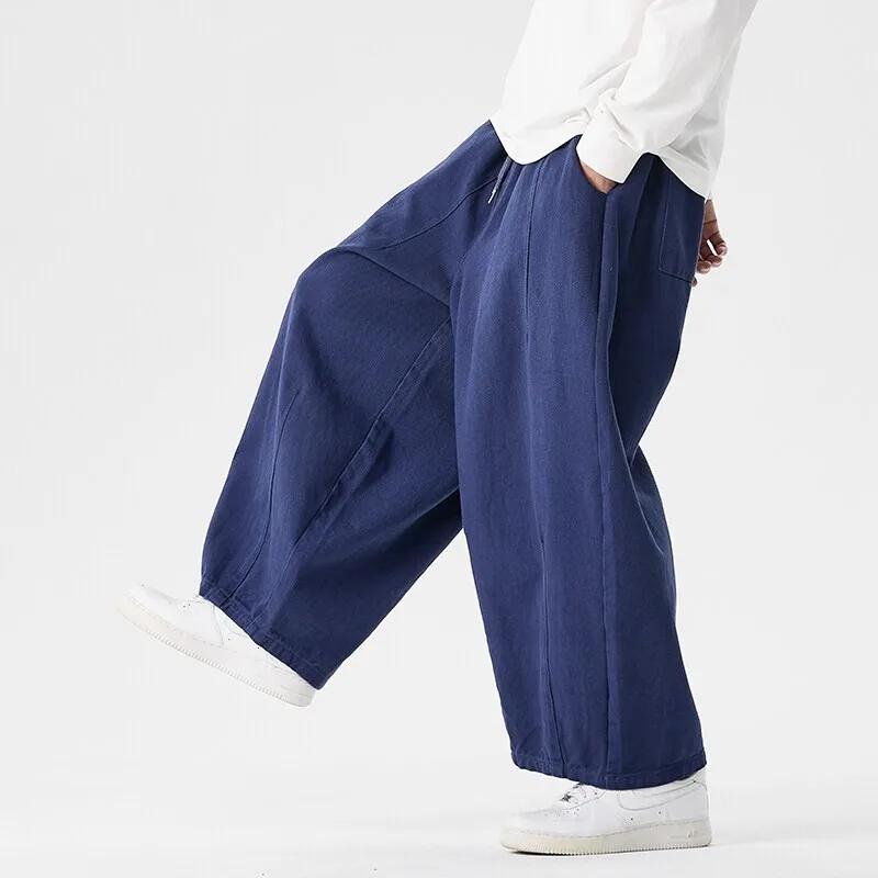 Pantalon à jambes larges pour hommes, confortable à porter, décontracté, sarun japonais, lanterne, c