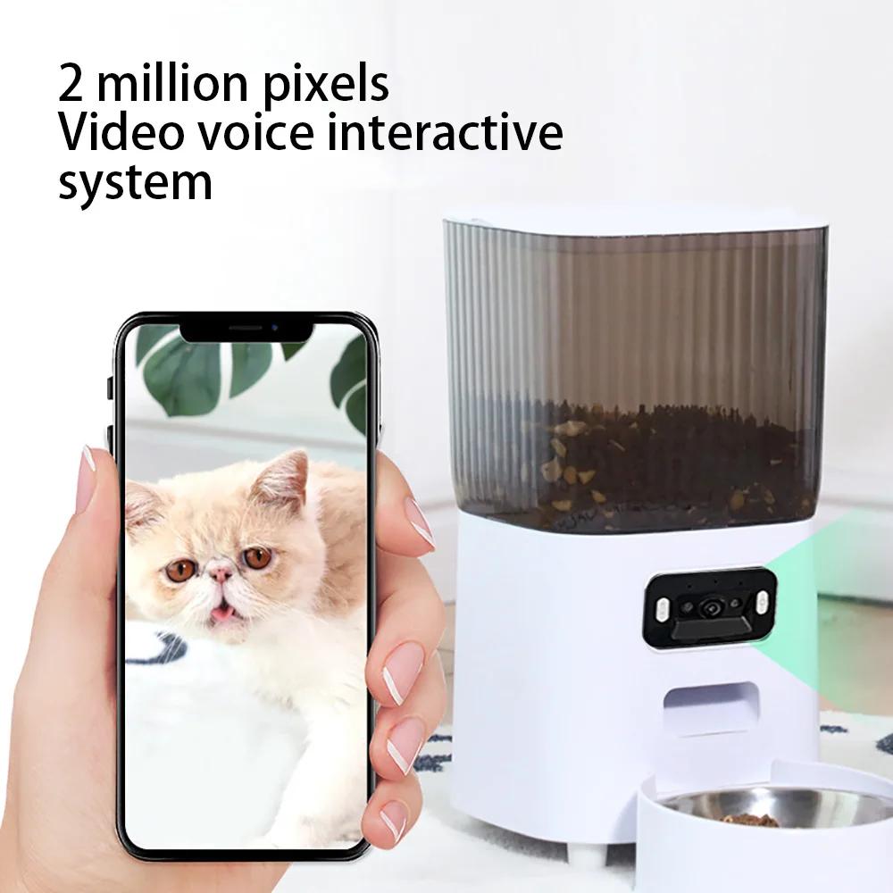 Mangeoire automatique intelligente avec caméra pour animaux de compagnie, double bols, distributeur 