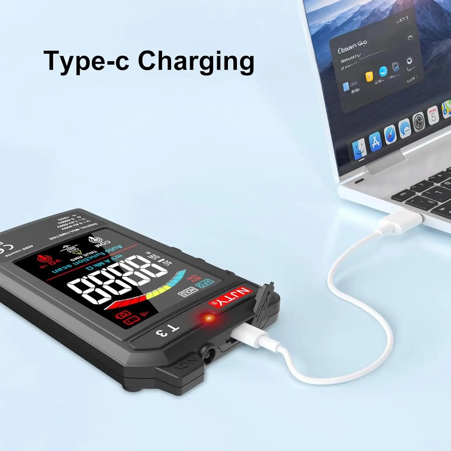 NJTY T3 multimètre numérique intelligent type-c charge automatique 4000 points Ultra-mince NCV fil s