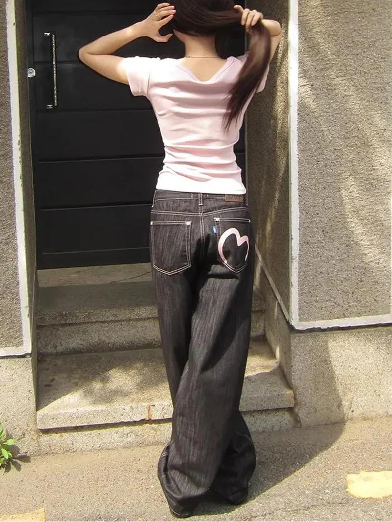 Jean Denim Y2K pour femme, Baggy, coupe large, Grunge, Harajuku, Cowboy, nouveau pantalon coréen pou