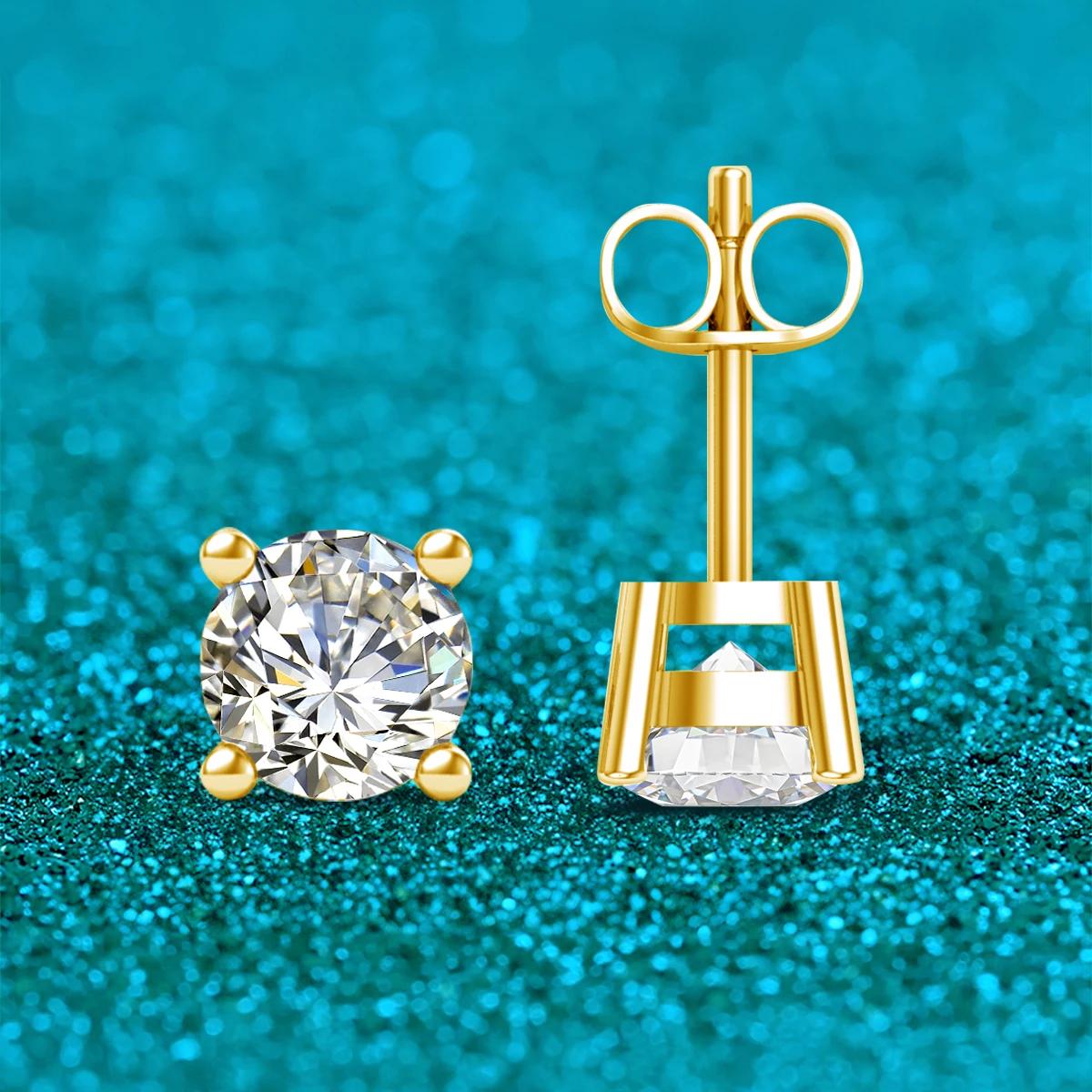 Szjinao réel complet 18k boucles d'oreilles en or AU750 Moissanite diamant véritable or femmes bijou
