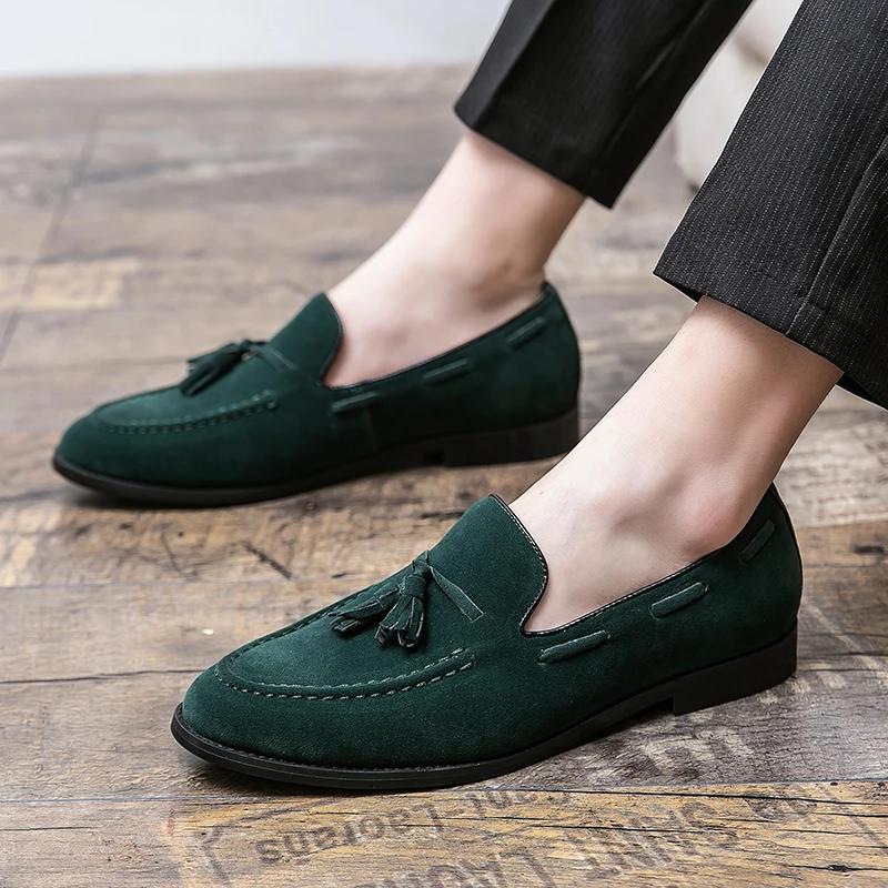 Mocassins d'été en daim à pampilles pour hommes, style italien 2026, souples et de haute qualité, ch