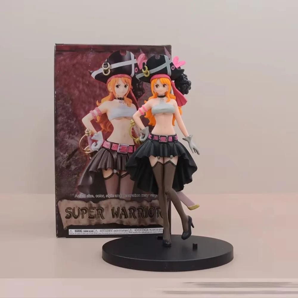 19CM Anime une pièce Nami noir vêtements Figurine une pièce FILM rouge habiller Figurine PVC modèle 