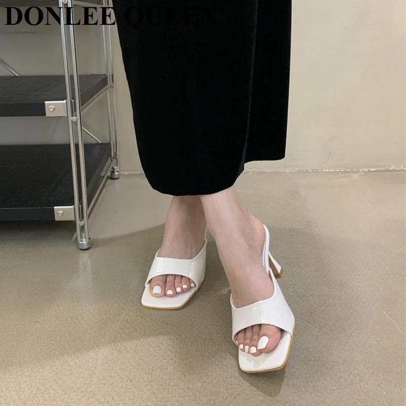Pantoufles à talons hauts pour femmes, chaussures mules élégantes à enfiler, sandales de loisirs, gr