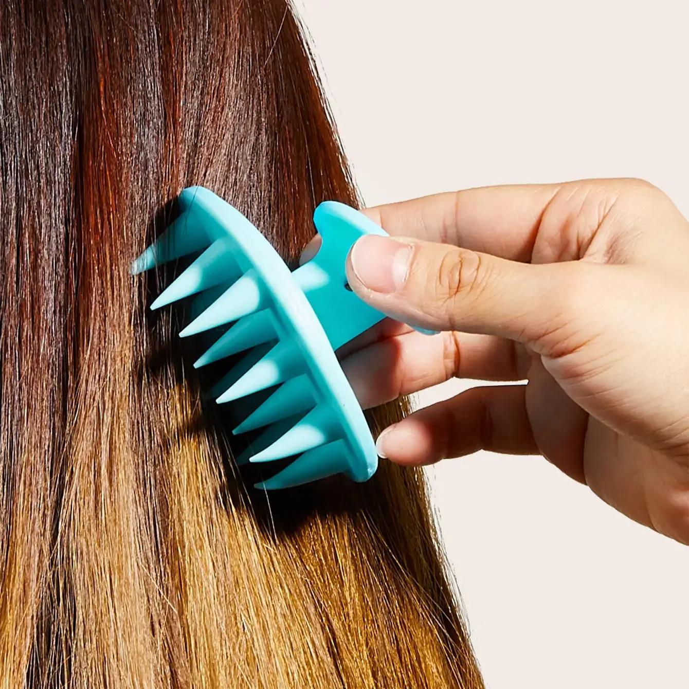 Brosse de Massage de tête en Silicone Portable, brosse de nettoyage en profondeur du cuir chevelu et