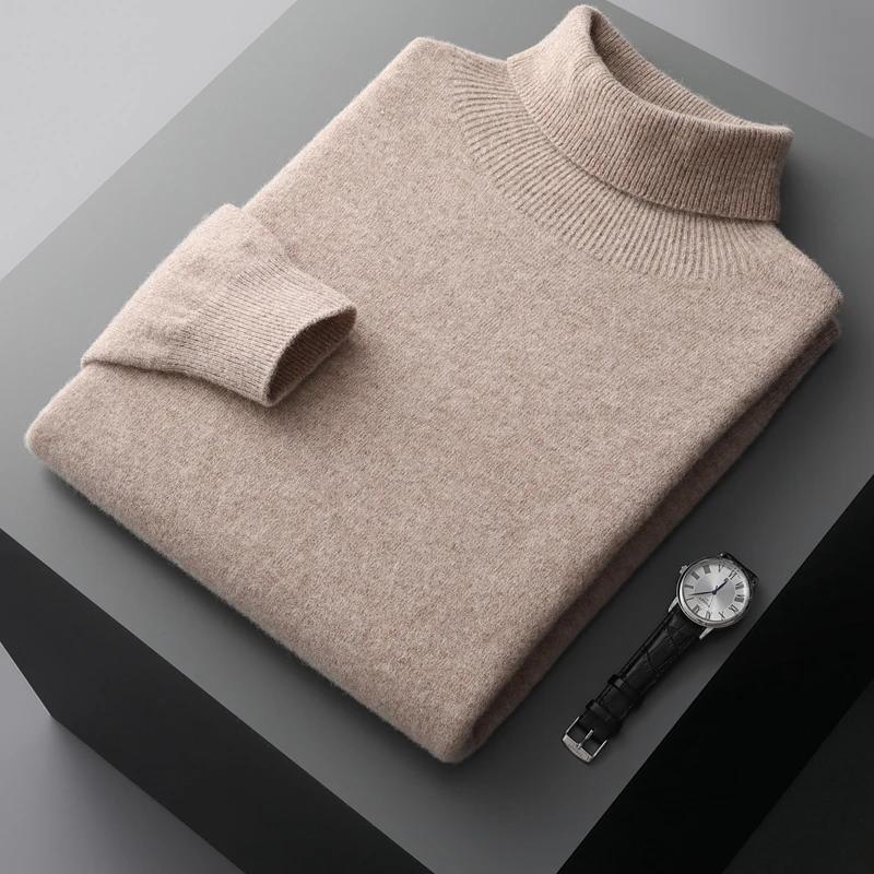 Pull une pièce à revers haut pour homme, 100% laine Pure, prêt à porter, automne et hiver, tricoté d