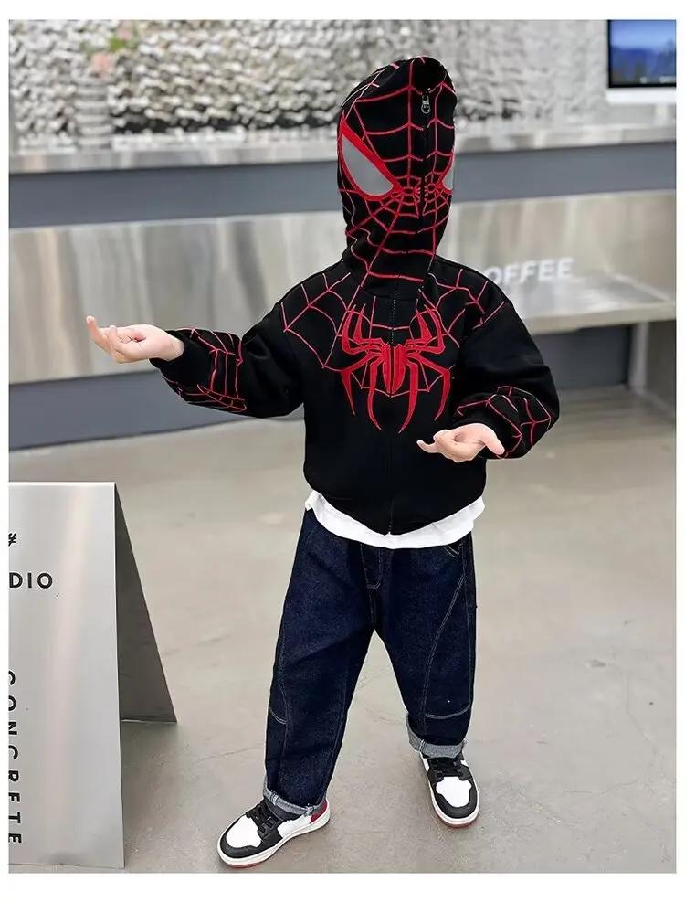 Spiderman veste printemps enfants garçons sweat à capuche dessin animé manteaux à glissière automne 
